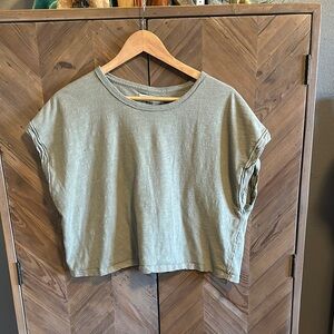 Free People You Rock washed army green t in small